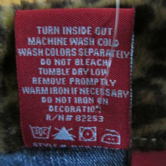 BONGO GIRL'S SIZE 18  1/2 PLUS JEAN JACKET MED BLUE SLUB STRETCH DENIM LEOPARD - Picture 11 of 11